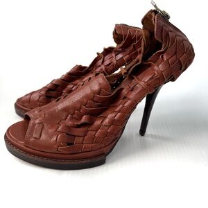 Ibiza Jeffrey Campbell leather sandals Brown Woven Heels